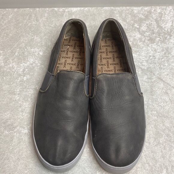 Vionic nubuck leather midi slip on grey shoe Size 7.5 - Picture 1 of 5